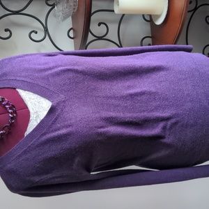 Heathered Purple V-Neck Sweater (L)